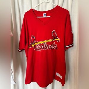 Tee: Vintage red cardinals dbl sided 1995 made in us xl little league